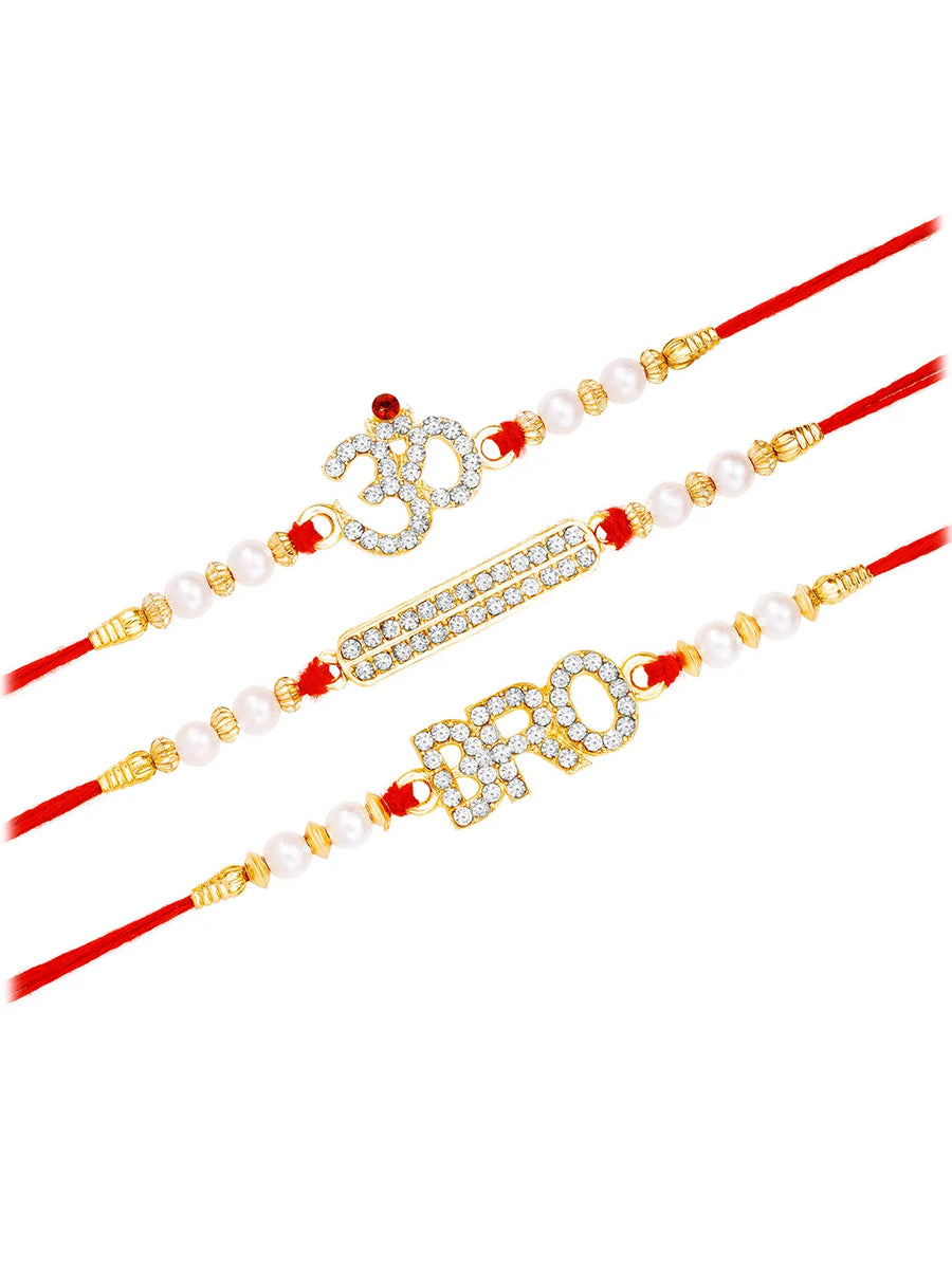 Om & Bro CZ Rakhi Set for Brothers