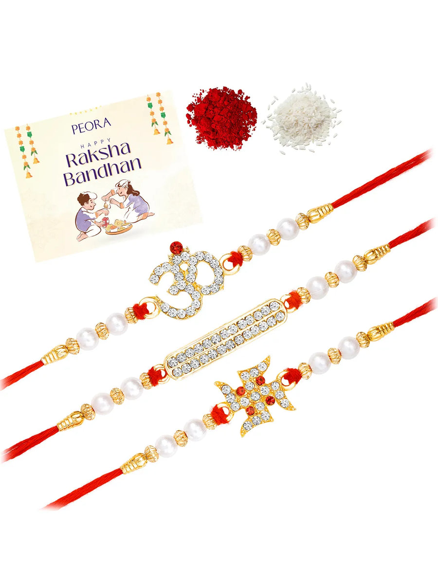 Om Swastik Rakhi with Sparkling CZ