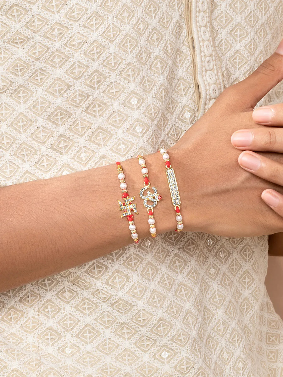 Om Swastik Rakhi with Sparkling CZ