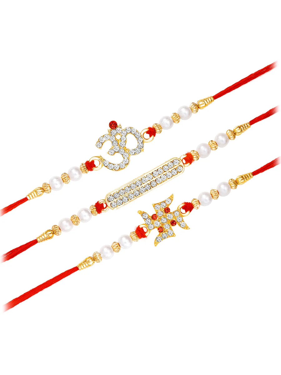 Om Swastik Rakhi with Sparkling CZ