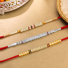 Peora Golden Beaded Rakhi for Brother | Set of 3