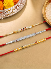 Peora Golden Beaded Rakhi for Brother | Set of 3