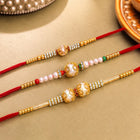 Peora Kundan Beaded Rakhi for Brother | Set of 3