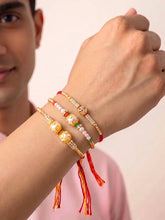 Peora Kundan Beaded Rakhi for Brother | Set of 3