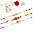 Peora Rudraksha Beaded Rakhi for Brother | Set of 3