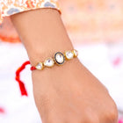 Peora Kundan Polki Stone Rakhi for Brother | Set of 2