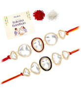 Peora Kundan Polki Stone Rakhi for Brother | Set of 2