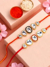 Peora Kundan Polki Stone Rakhi for Brother | Set of 2