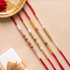 Peora Delicate Beaded Rakhi for Brother | Set of 4