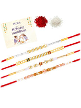 Peora Delicate Beaded Rakhi for Brother | Set of 4