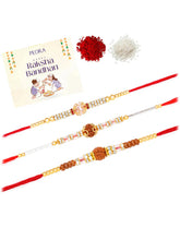 Peora Rudraksha Crystal Rakhi for Brother | Set of 3