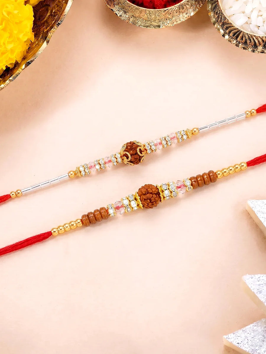 Peora Delicate Crystal Rakhi for Brother | Set of 2