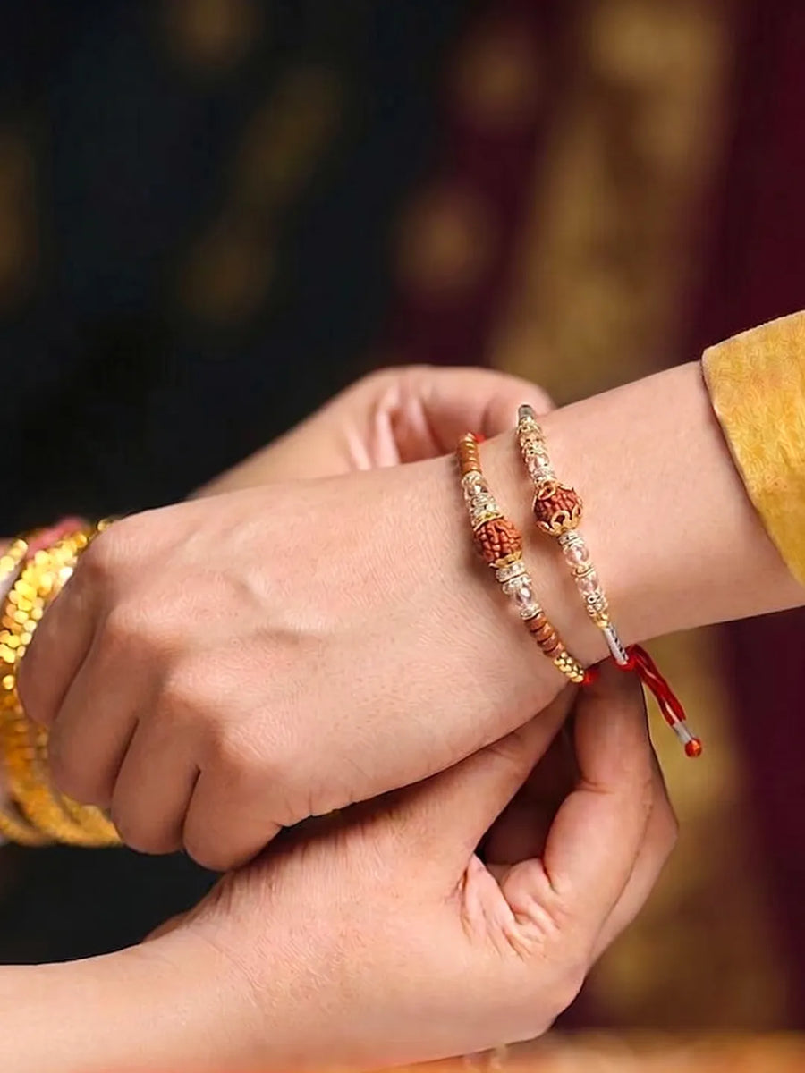 Peora Delicate Crystal Rakhi for Brother | Set of 2
