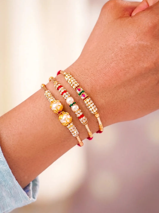 Peora Rudraksha Crystal Rakhi for Brother | Set of 3