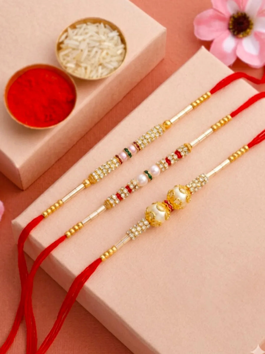 Peora Rudraksha Crystal Rakhi for Brother | Set of 3