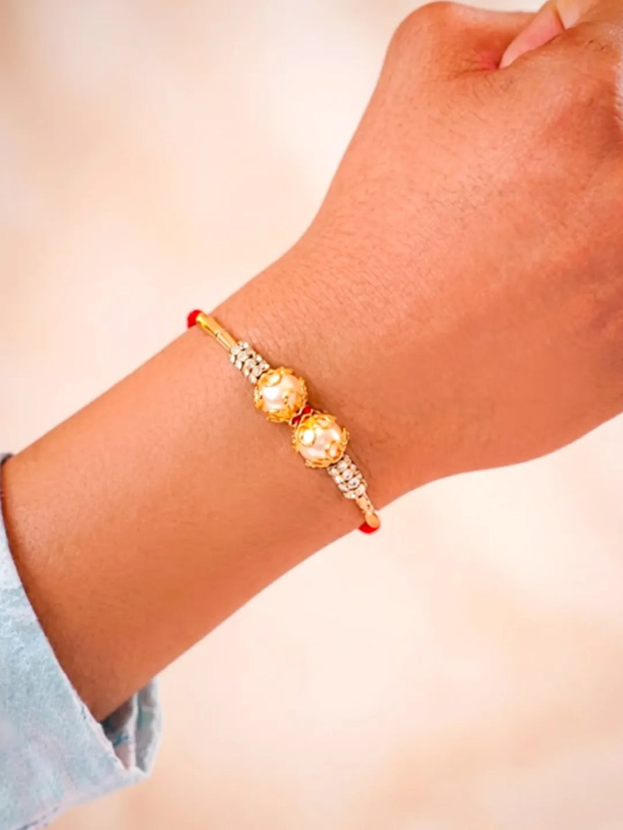 Peora Rudraksha Crystal Rakhi for Brother | Set of 3