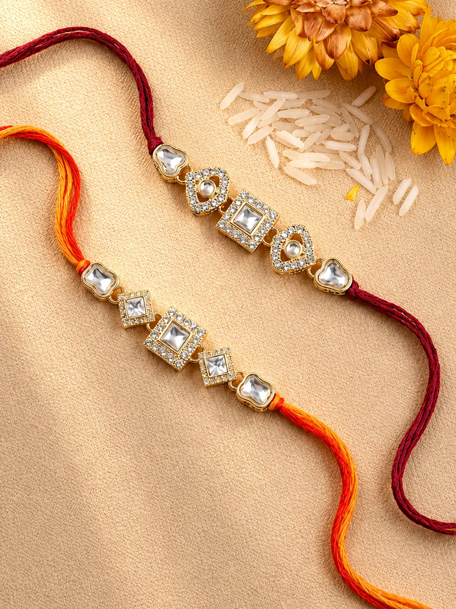 Peora Crystal Stone Rakhi for Brother | Set of 2