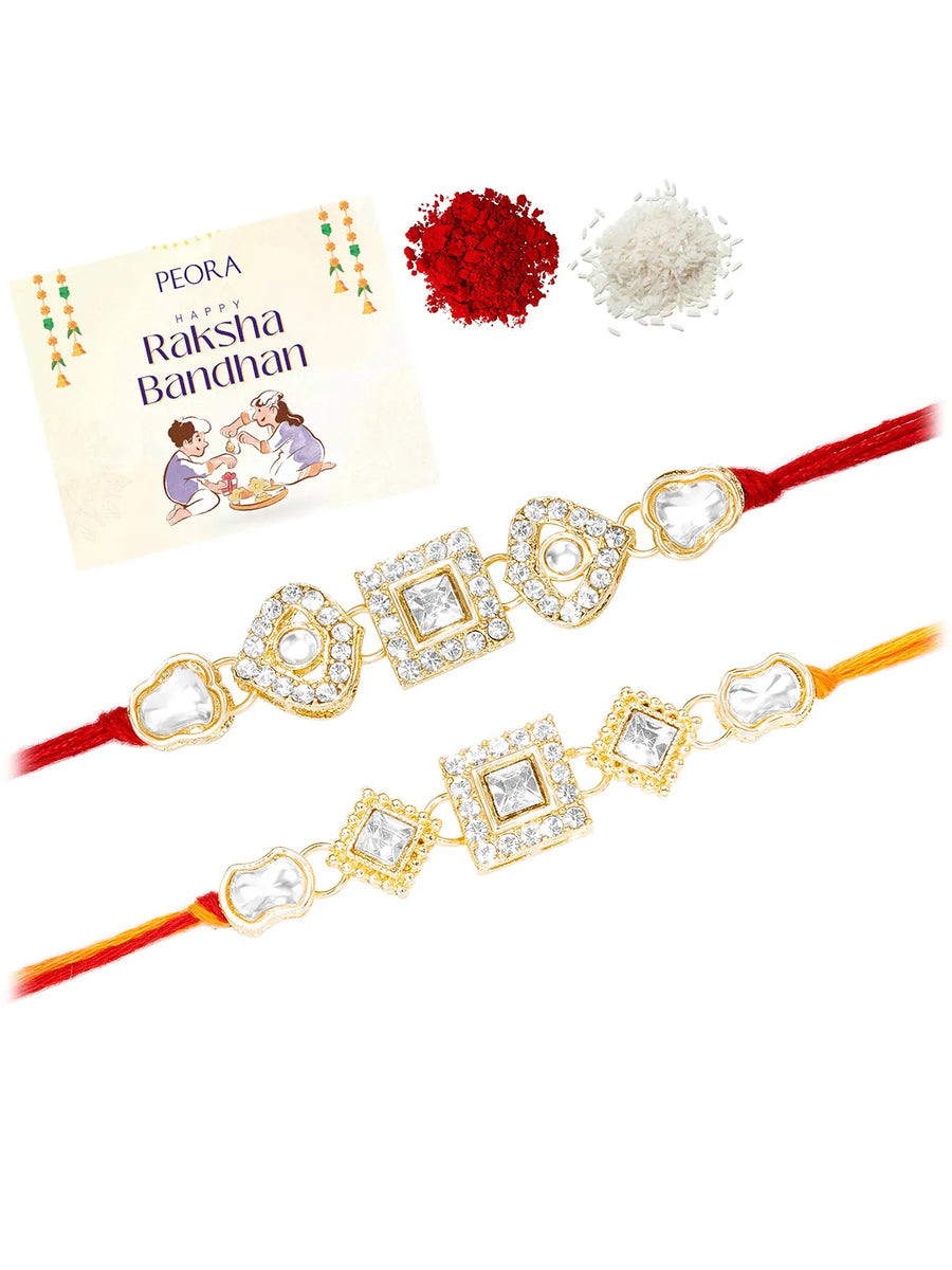Peora Crystal Stone Rakhi for Brother | Set of 2
