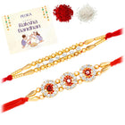 Peora Golden Crystal Floral Rakhi for Brother | Set of 2