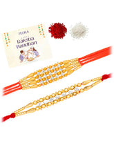 Peora Kundan Studded Rakhi for Brother | Set of 2