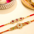 Peora Crystal Studded Rakhi for Brother | Set of 2