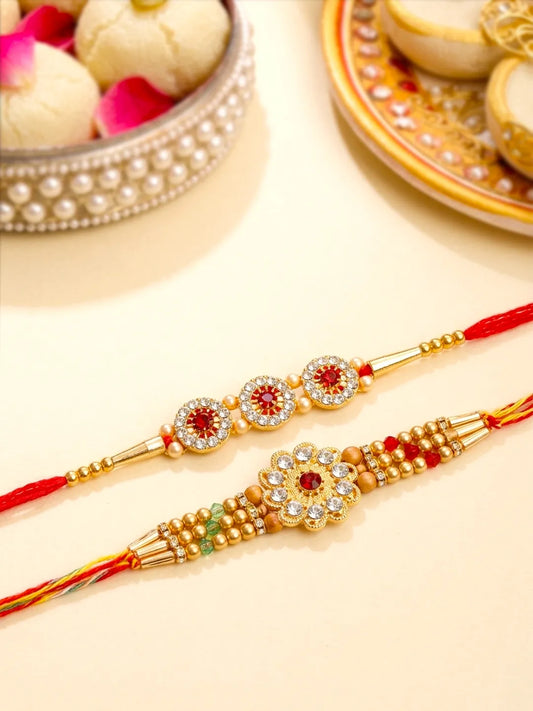 Peora Crystal Studded Rakhi for Brother | Set of 2