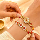 Peora Crystal Studded Rakhi for Brother | Set of 2