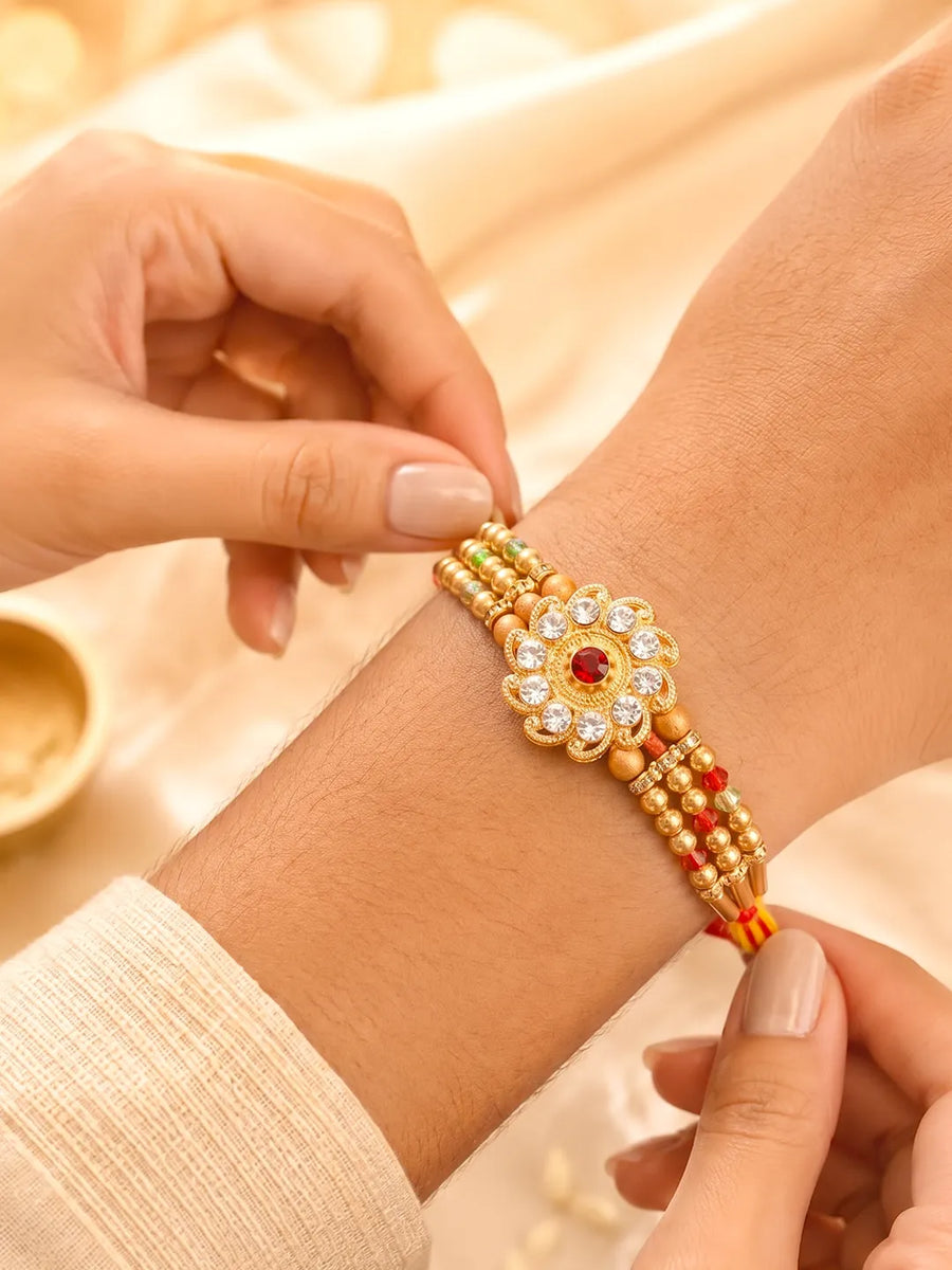 Peora Crystal Studded Rakhi for Brother | Set of 2