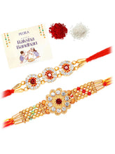 Peora Crystal Studded Rakhi for Brother | Set of 2