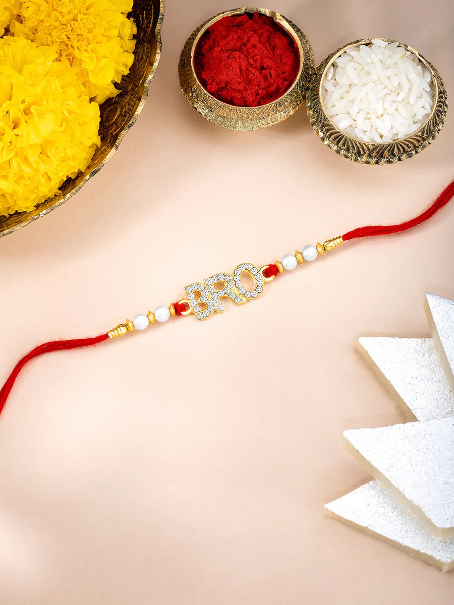 Sparkling BRO Rakhi with CZ Stones