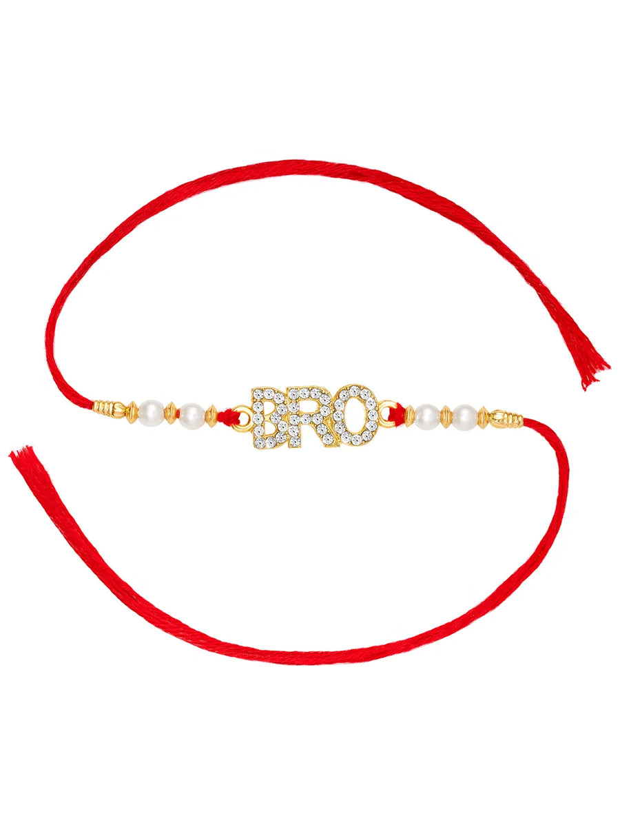 Sparkling BRO Rakhi with CZ Stones