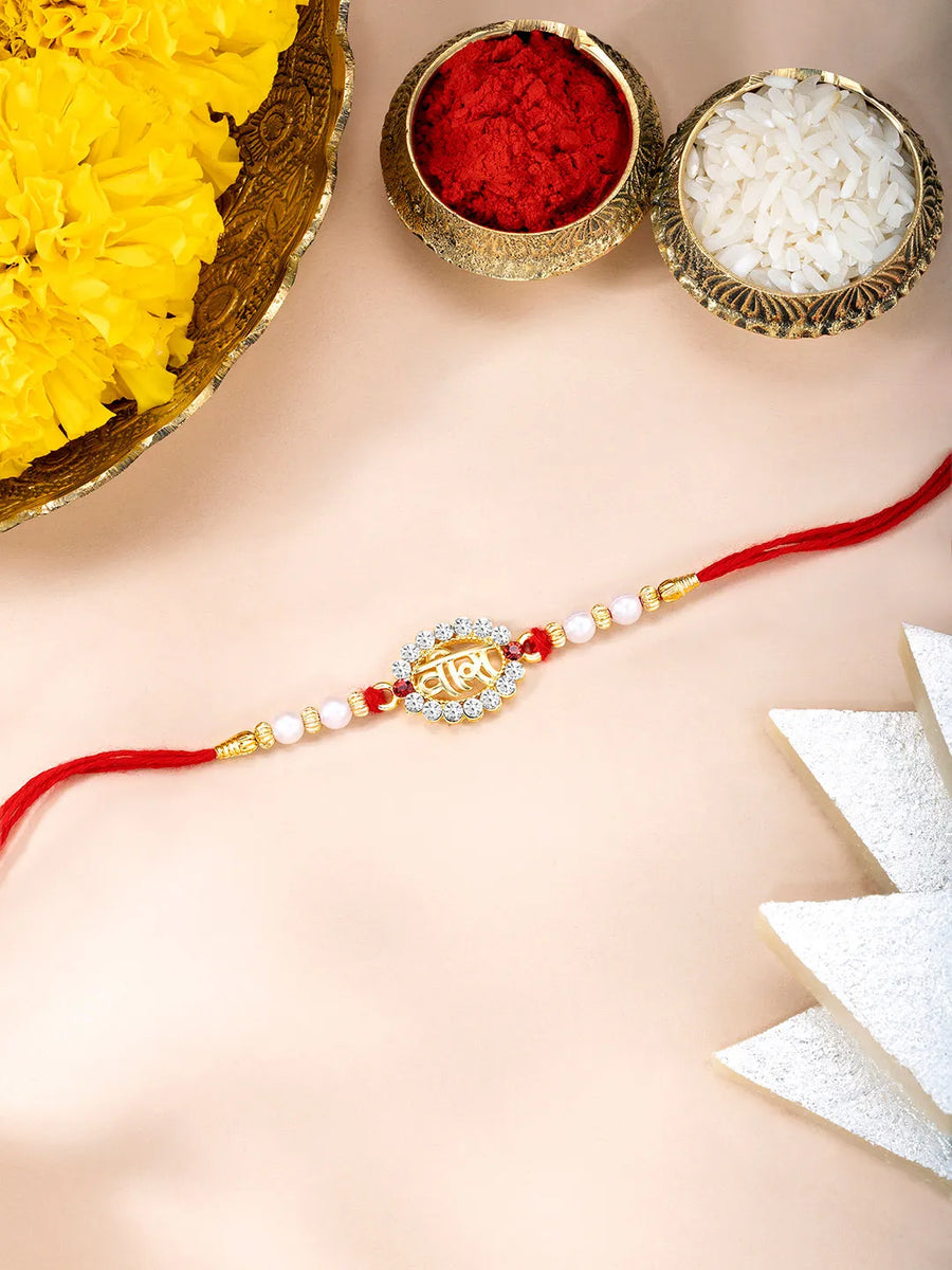 VIRA Motif Rakhi in Crystal & Beads