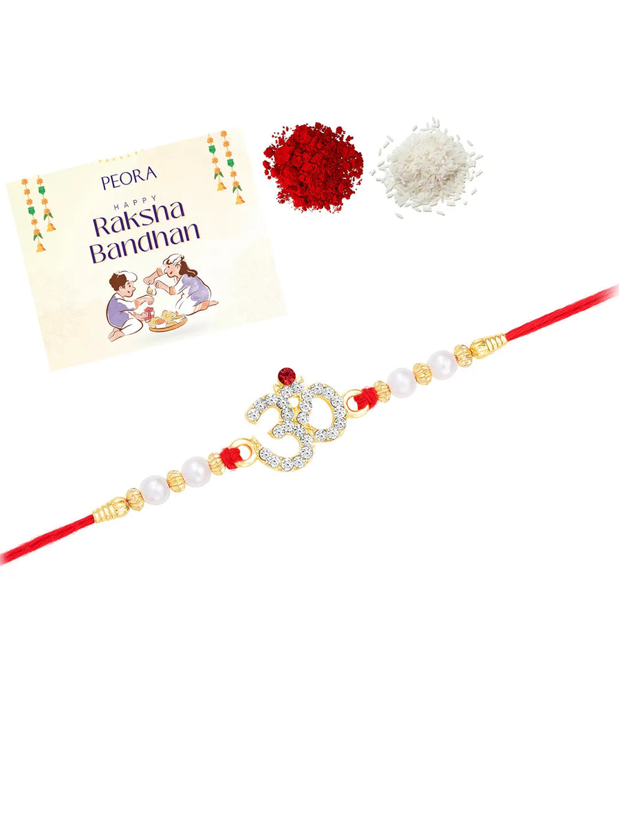 Om Motif Rakhi in Beads & Crystal