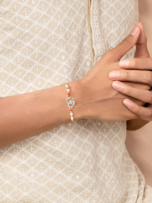 Om Motif Rakhi in Beads & Crystal