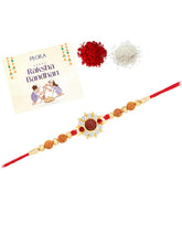 Floral Crystal Rakhi with Rudraksha Beads