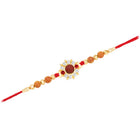 Floral Crystal Rakhi with Rudraksha Beads