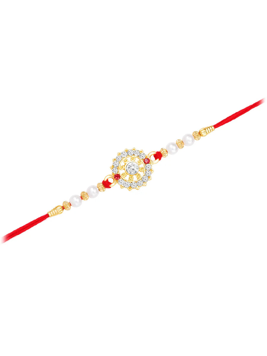 Floral Crystal Pearl Rakhi for Brother