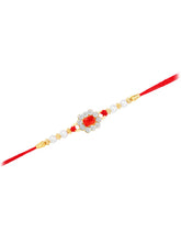 Pearl Studded Floral Crystal Rakhi
