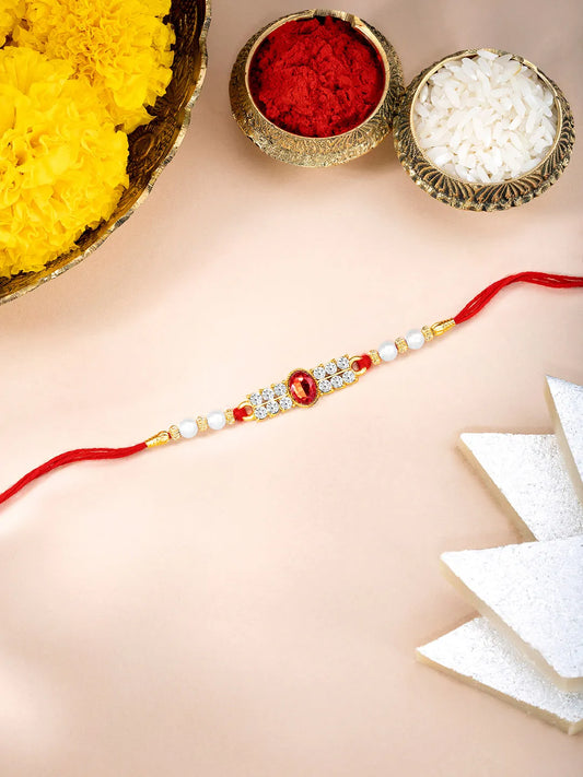 Crystal & Pearl Studded Rakhi Thread