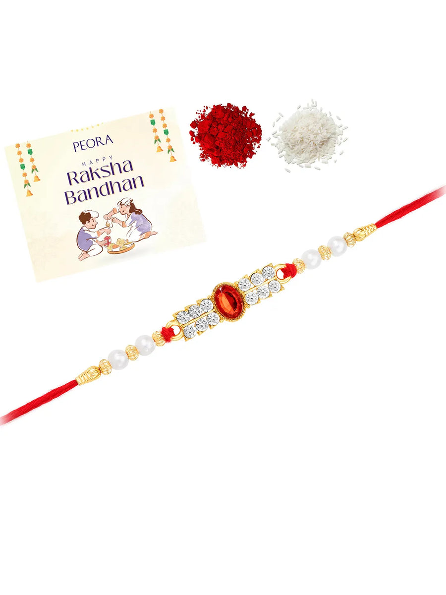 Crystal & Pearl Studded Rakhi Thread