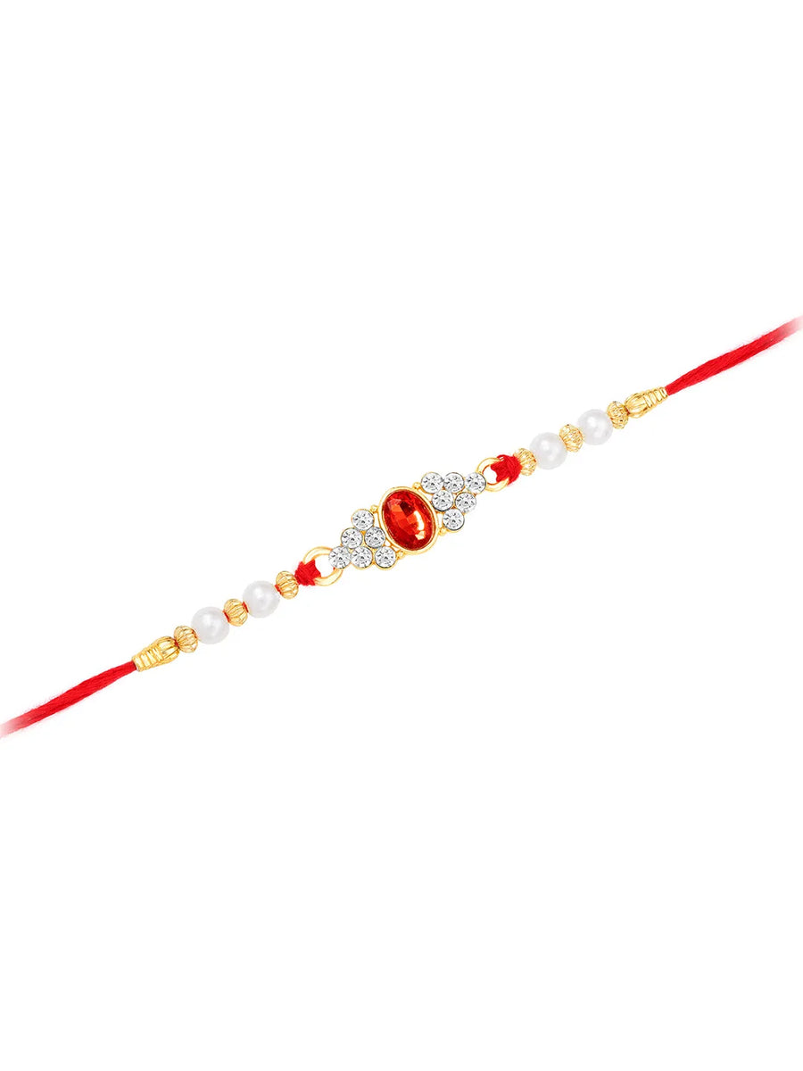 Sparkling Crystal & Pearl Rakhi for Bhai