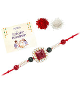 Intricate Crystal and Pearl Rakhi Band
