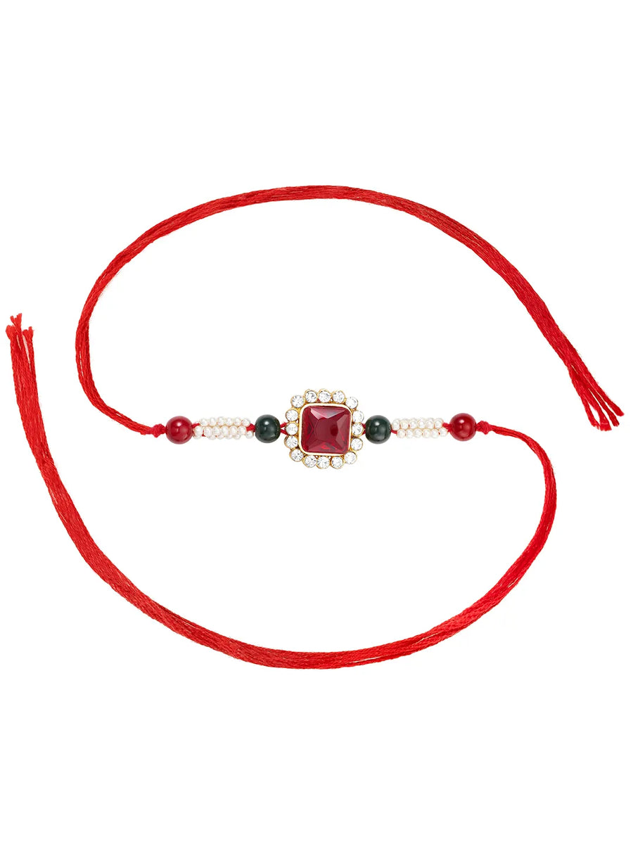 Intricate Crystal and Pearl Rakhi Band