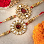 Peora Twin Rakhi Set with Beads & Kundan