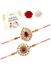 Peora Twin Rakhi Set with Beads & Kundan