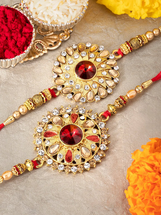 Peora Floral Glow Kundan Rakhi Thread