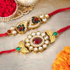 Peora Traditional Kundan Rakhi with Beads Touch