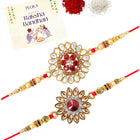 Peora Handcrafted Kundan Rakhi with Beads Charm