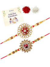 Peora Handcrafted Kundan Rakhi with Beads Charm