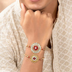 Peora Handcrafted Kundan Rakhi with Beads Charm